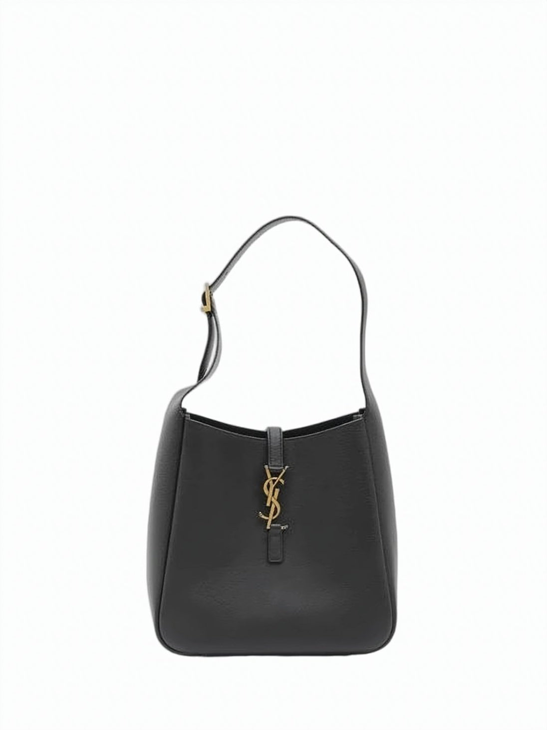 Supple Grained Leather Small Shoulder Bag with Logo Closure