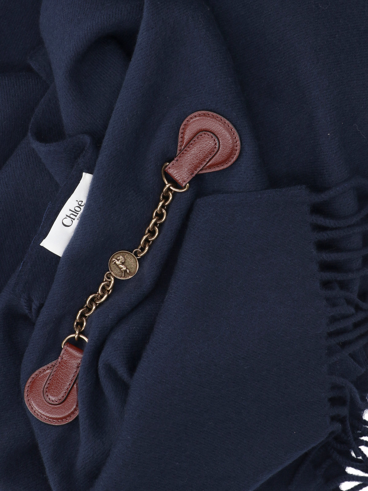 Blue Iconic Wool Fringed Scarf