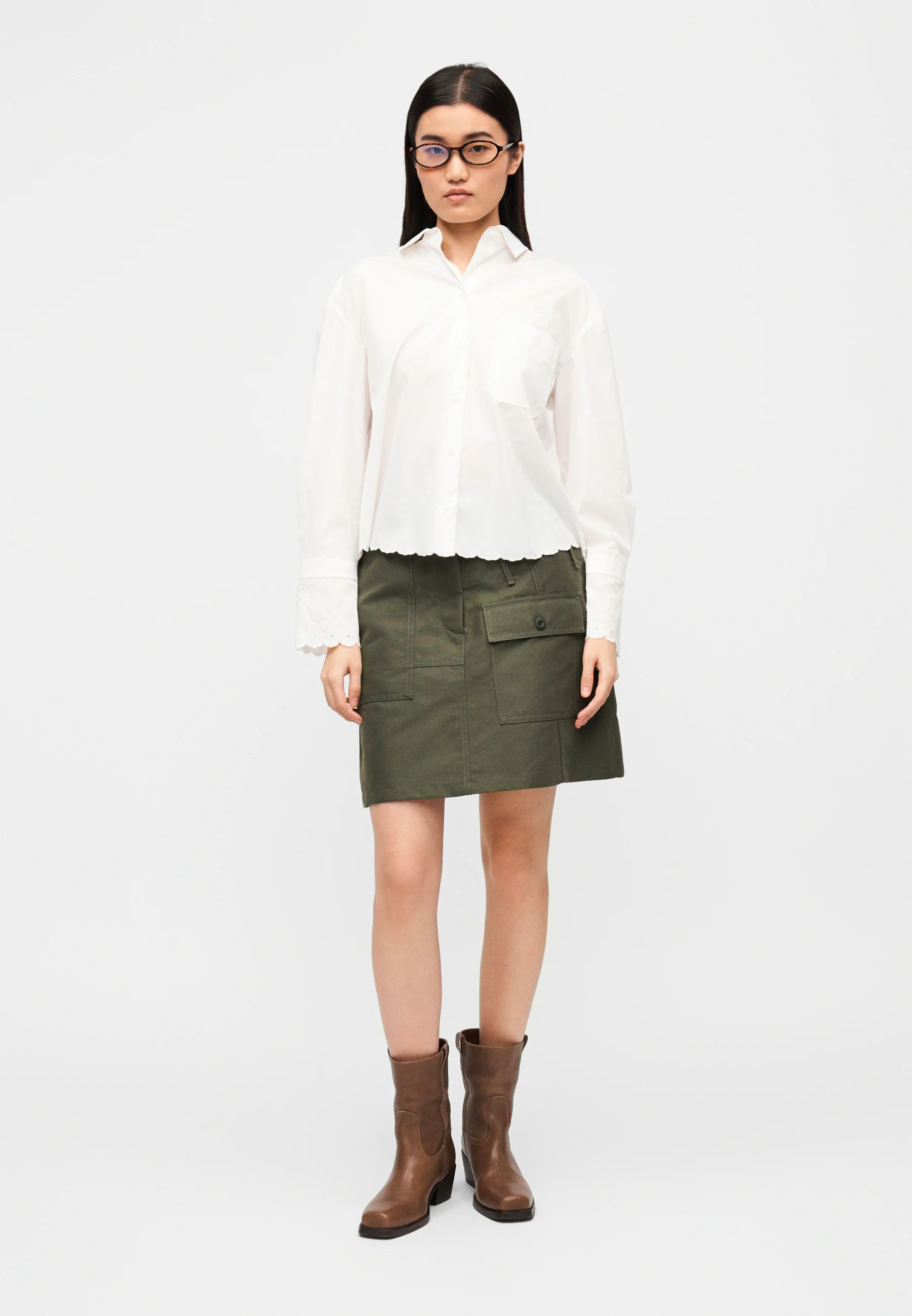 Ivory White Cotton Blend Shirt
