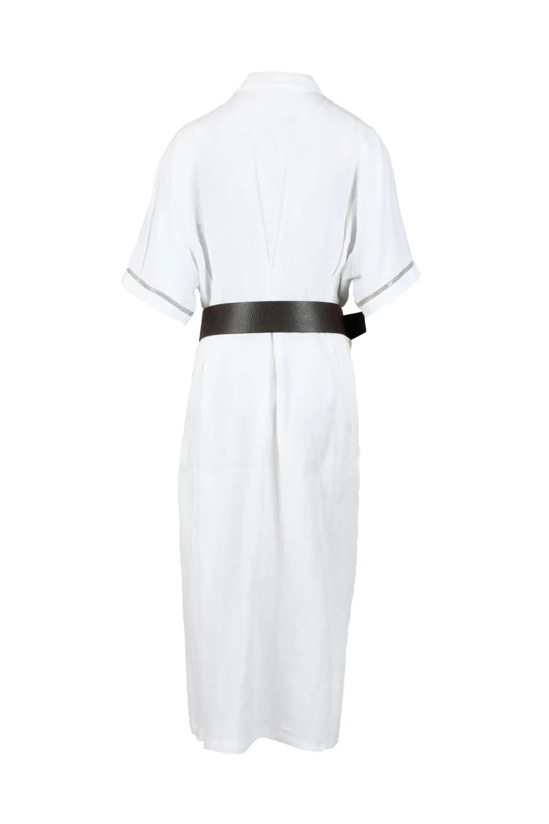 Linen Shirt Dress - White