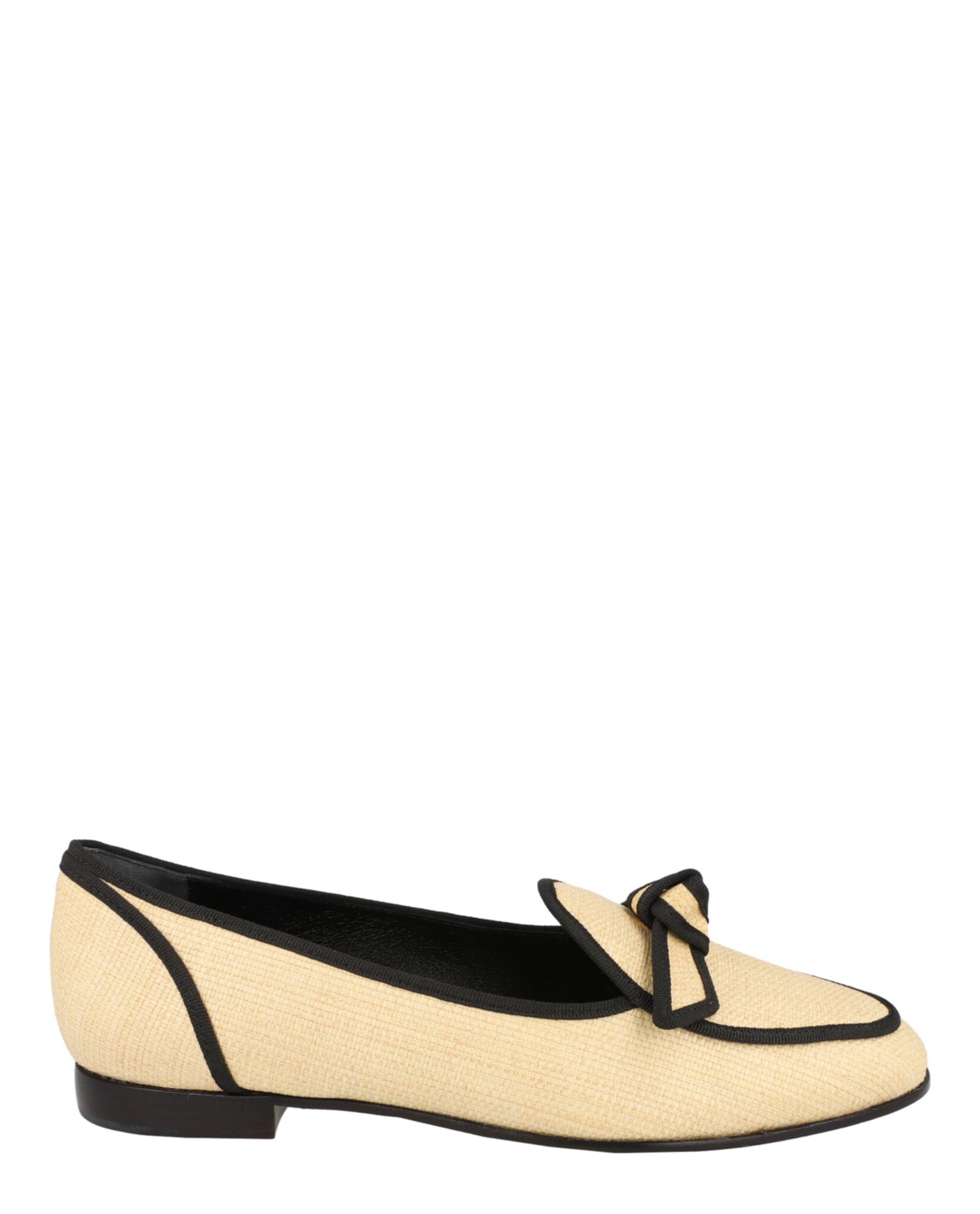 Grosgrain-Trim Raffia Loafers
