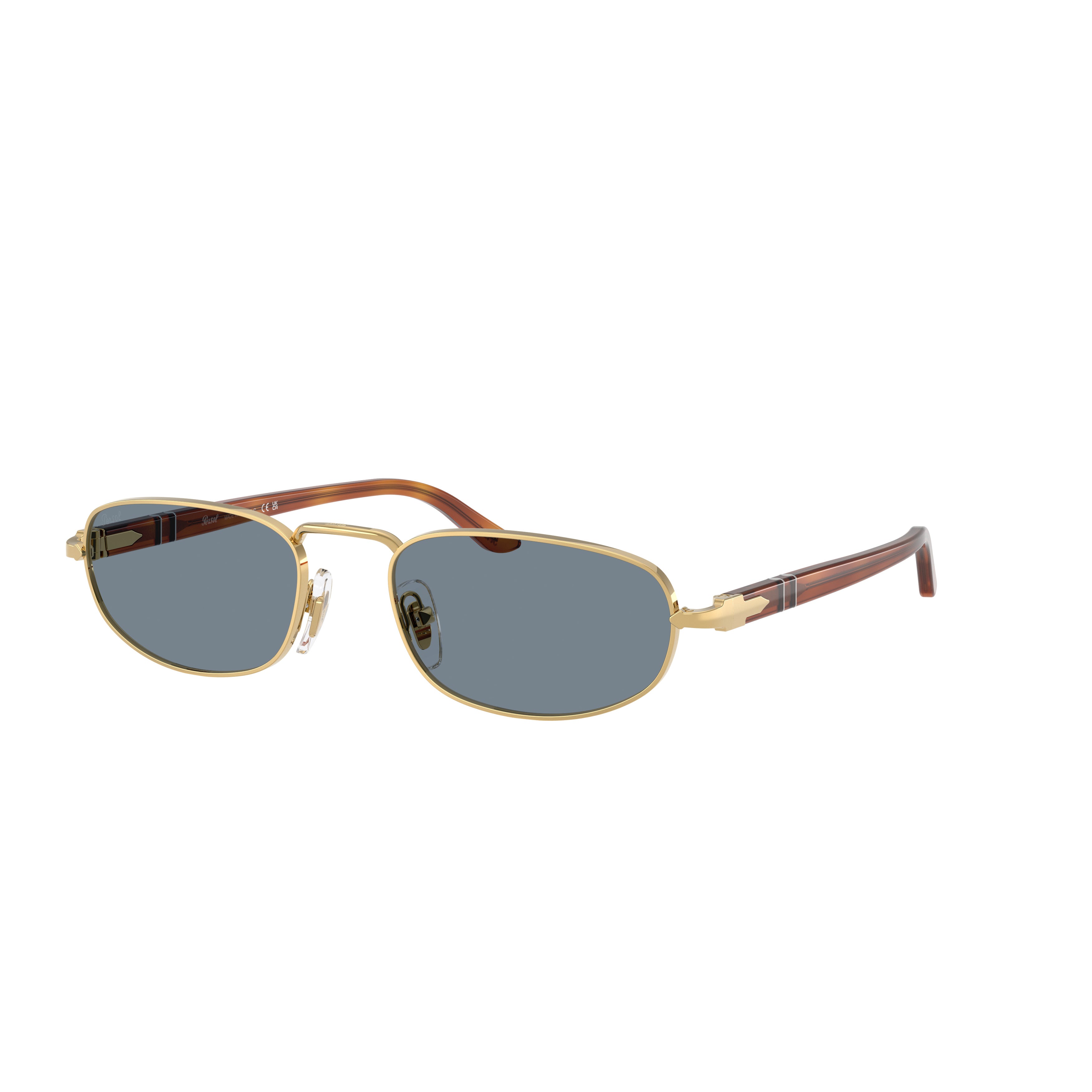 0po1028s Rectangular Gold Metal Sunglasses with Tortoiseshell Arms