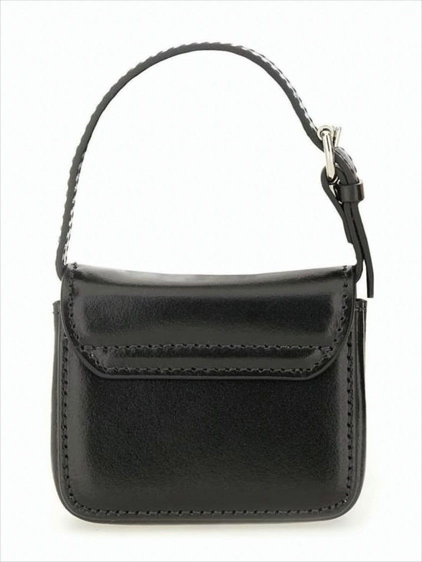 Structured Leather Shoulder Bag with Metallic Emblem