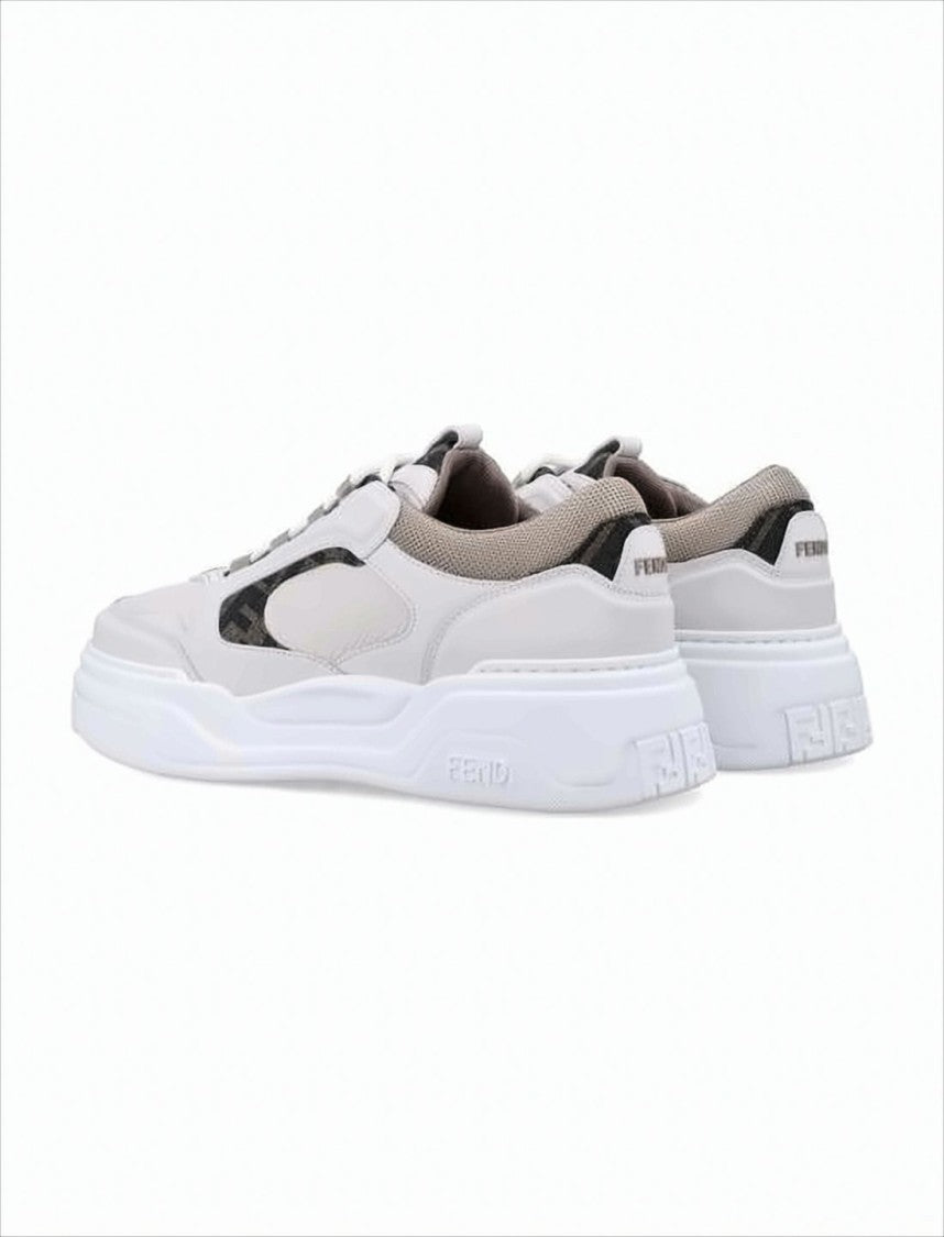 Panelled White Sneakers with Sole