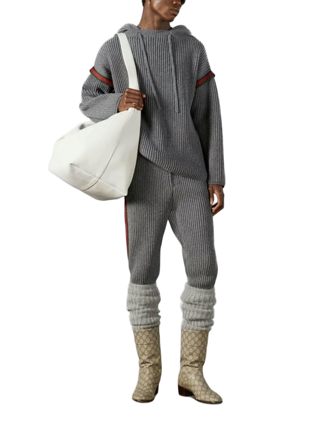 Ribbed Knit Sweater with Hood