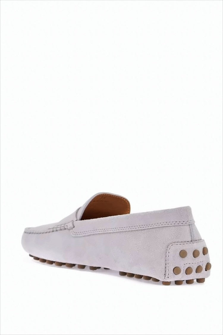 Suede Loafer with Penny Strap and Rubber Grips