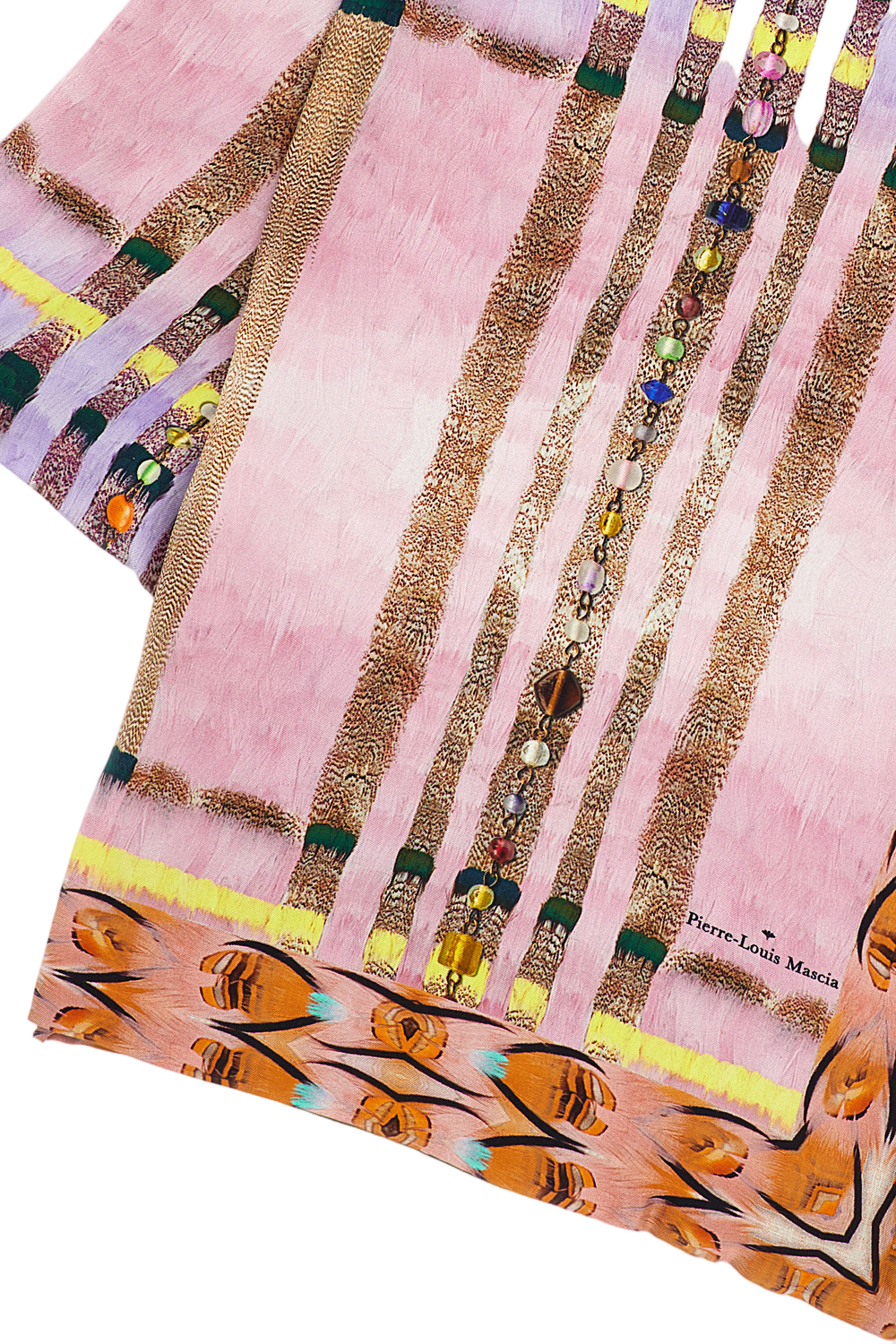 Multicolor Silk Scarf With Abstract Motifs