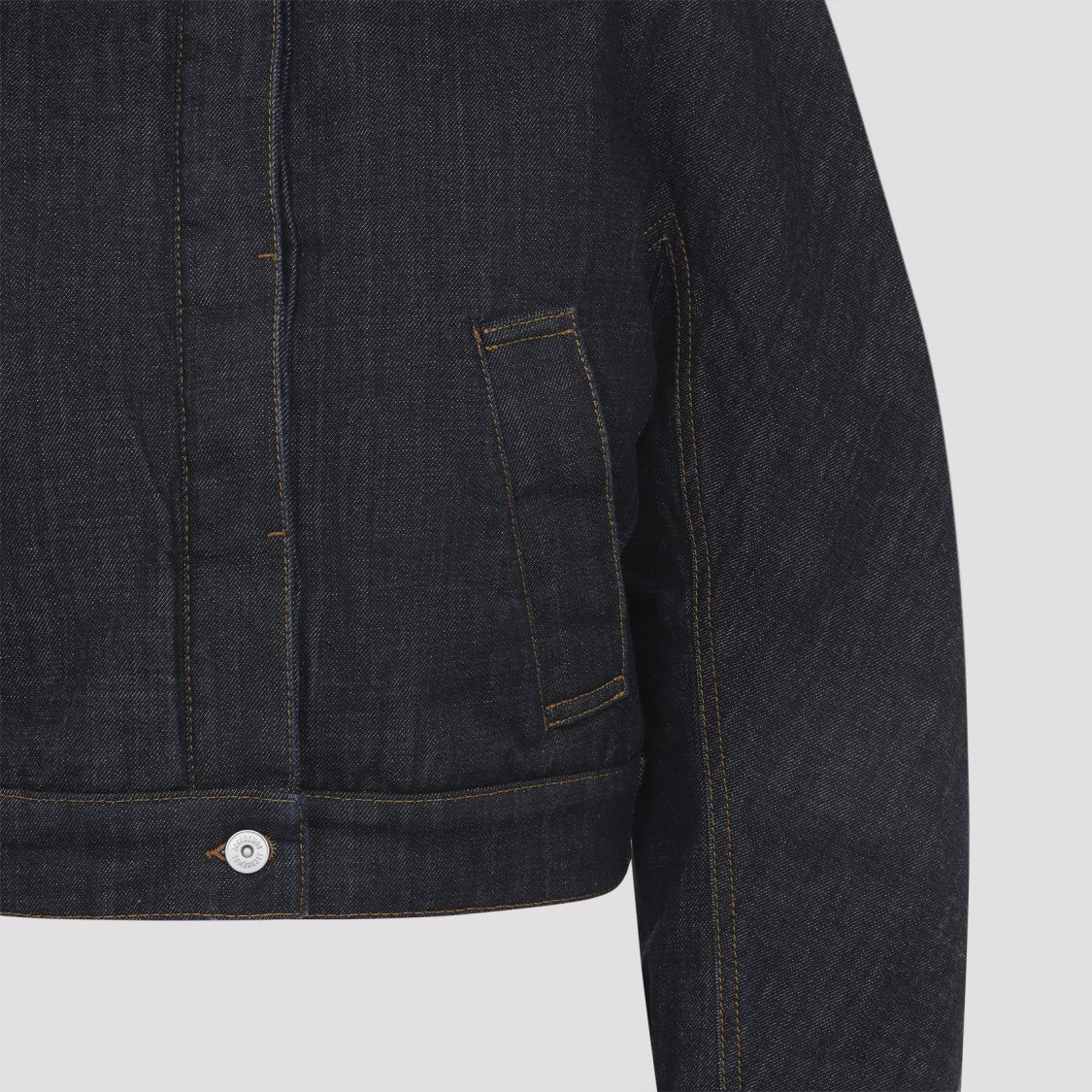 Cropped Denim Jacket with Plush Shearling Collar