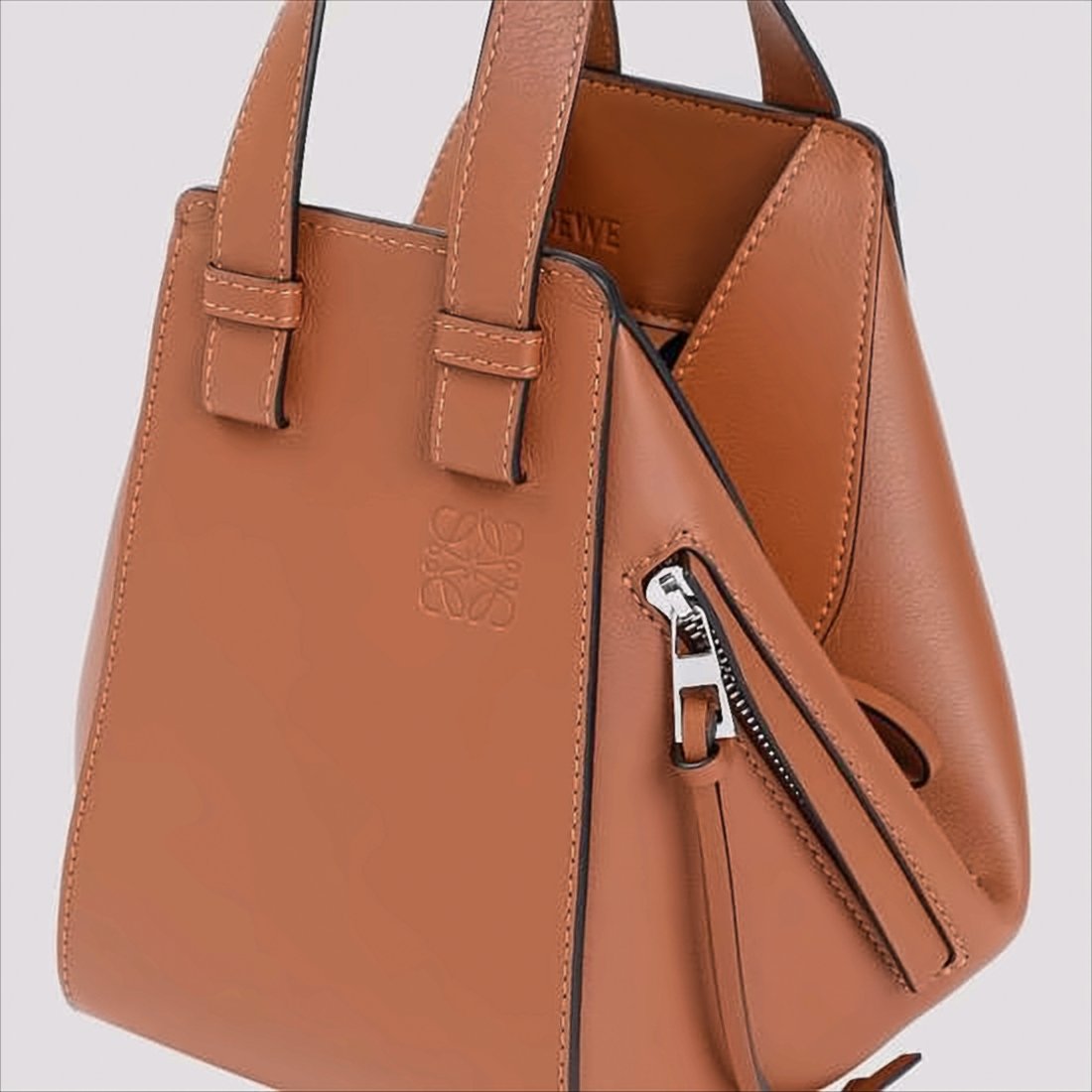 Trapezoidal Calf Leather Shoulder Bag