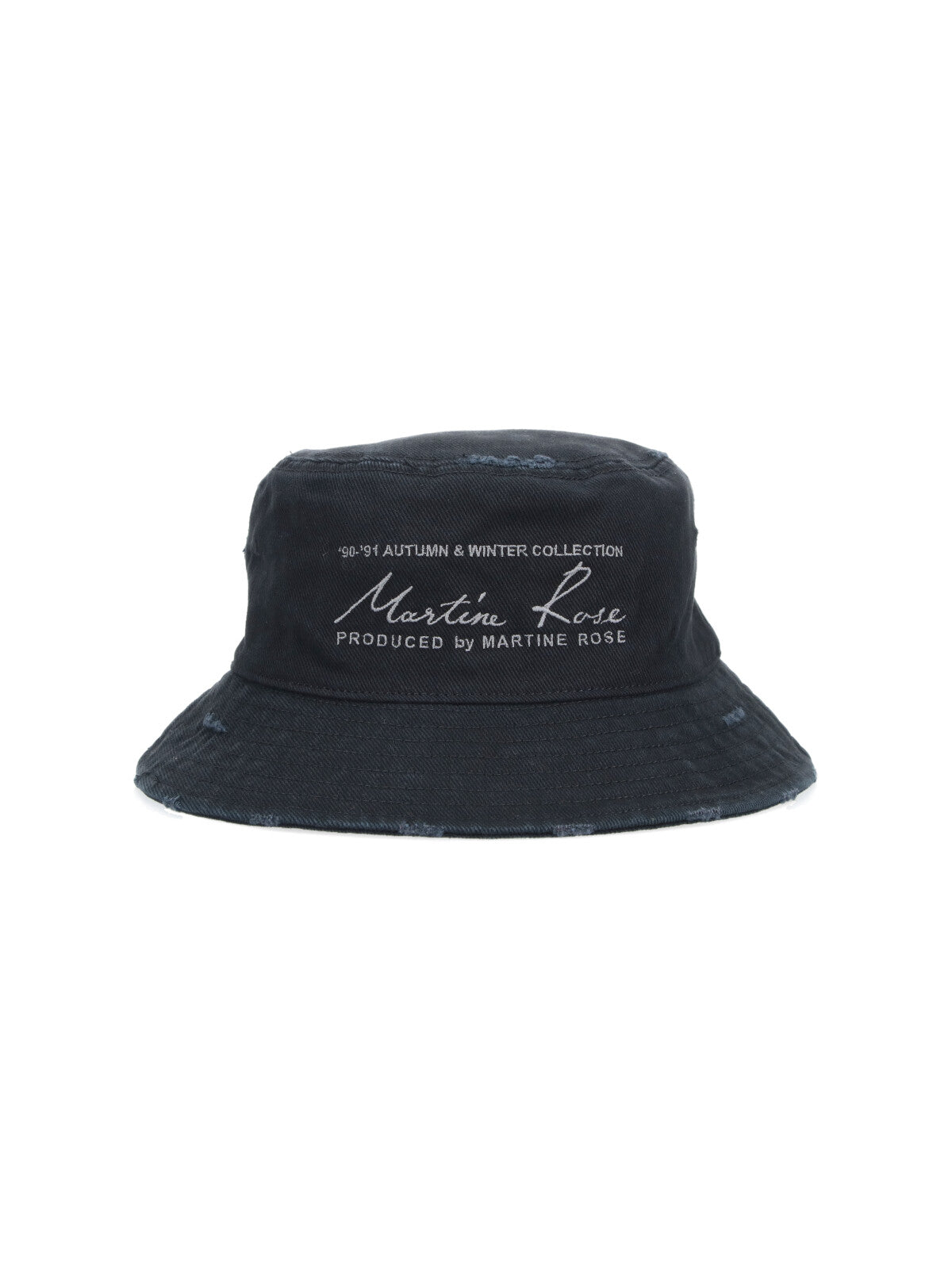 Black Distressed Typography Bucket Hat