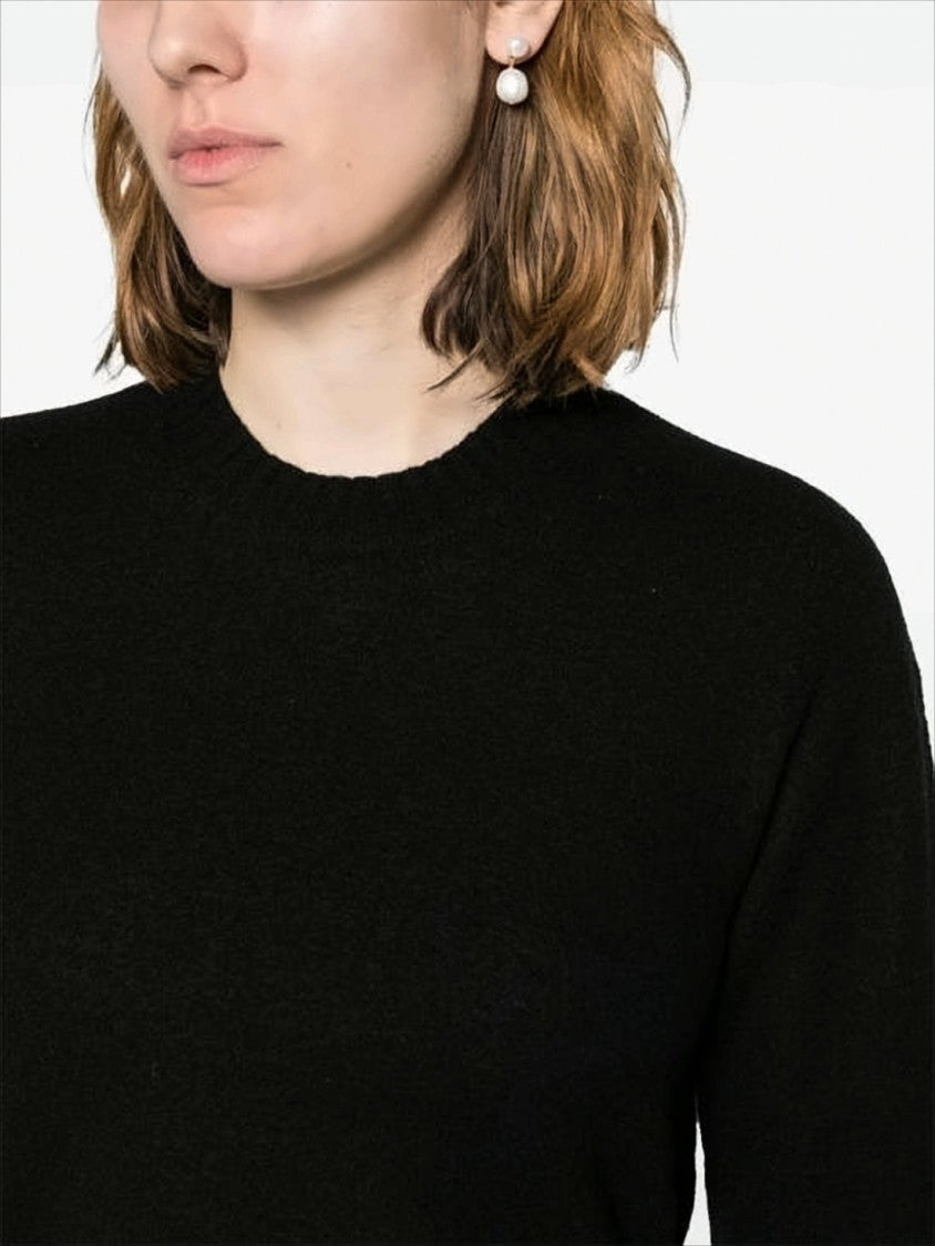 Classic Cropped Wool Sweater with Ribbed Details