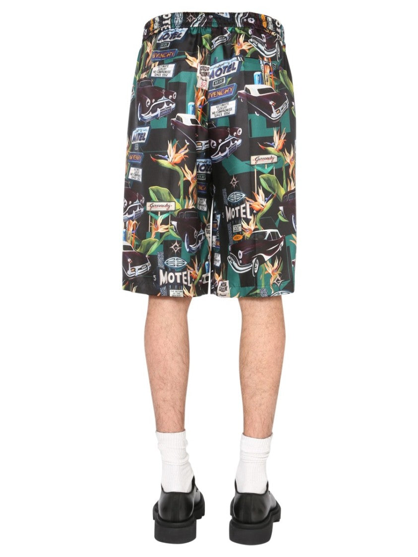 Printed Silk Bermuda Shorts