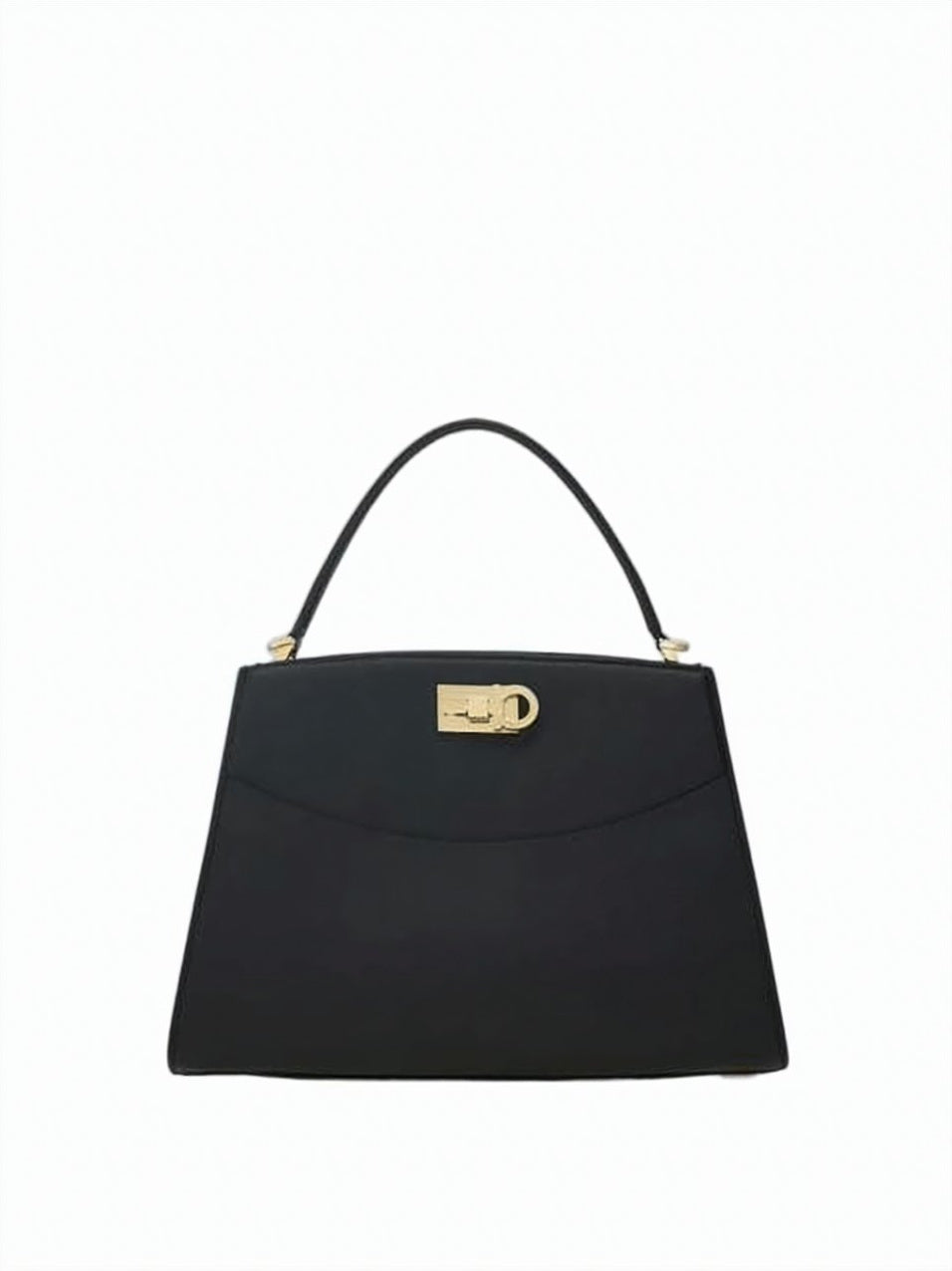 Structured Black Calf Leather Shoulder Bag