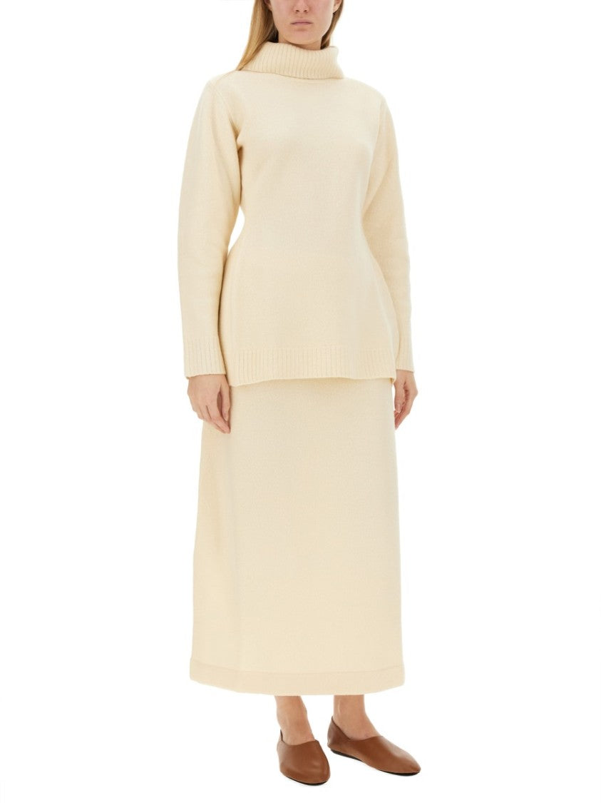Regular Fit Midi Skirt In Soft Wool