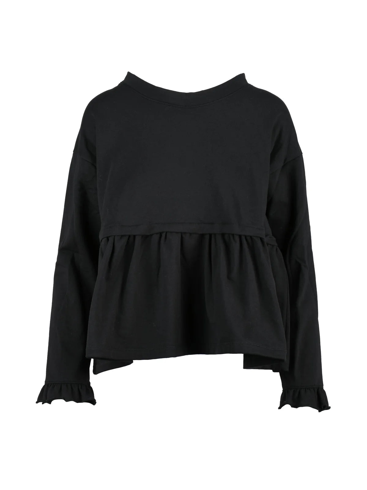 Black Cotton Elastane Women's Cropped Sweatshirt