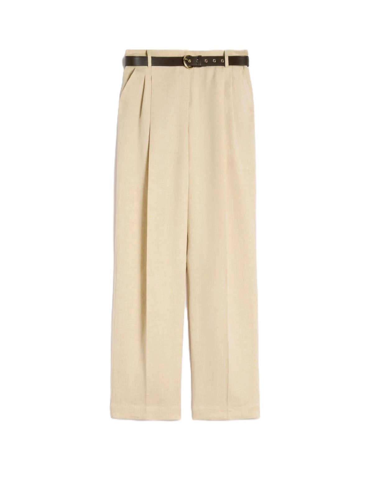 Wide-Leg Trousers with High Waist and Pleated Front