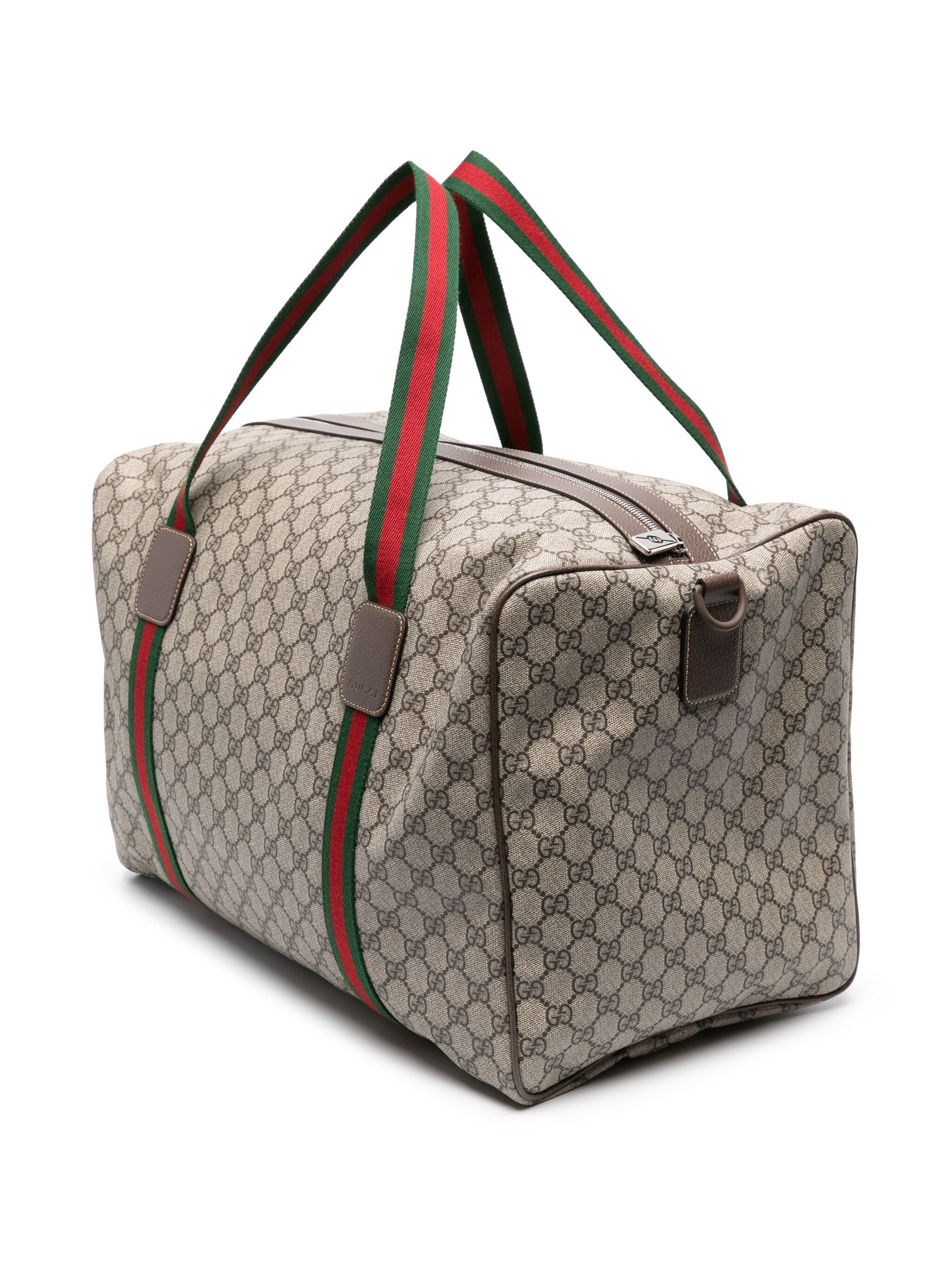 Beige GG Canvas Pattern Duffle Bag