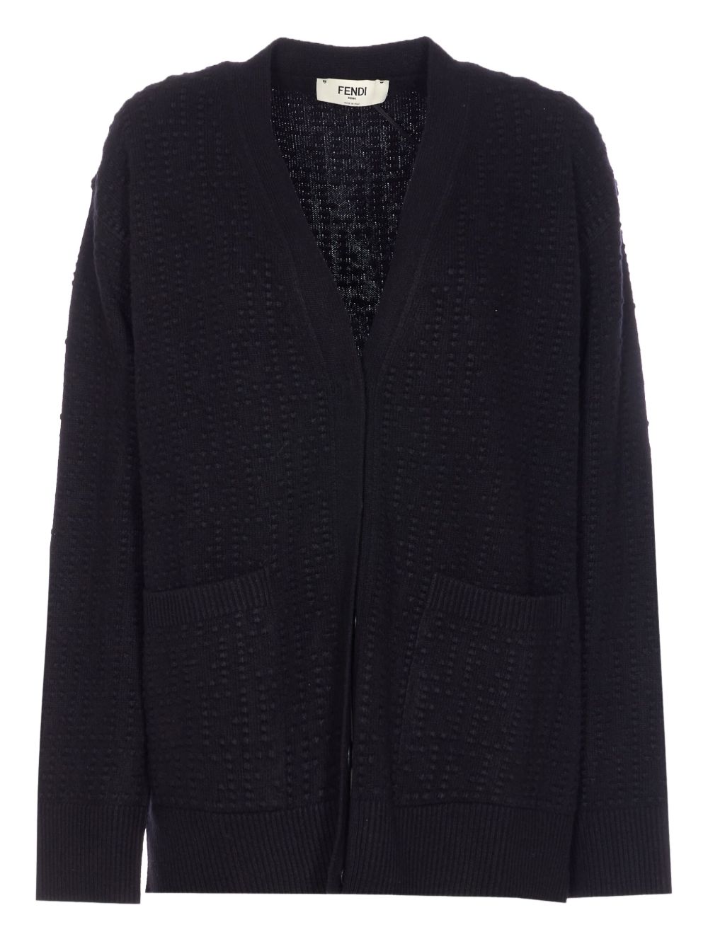 Textured Knit Sweater With Deep V-Neckline