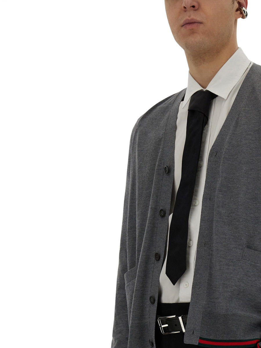 Web Pattern Cardigan with Classic Button Closure
