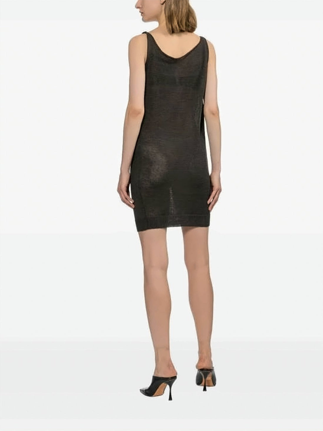 Asymmetrical Black Sleeveless Top with Draped Neckline