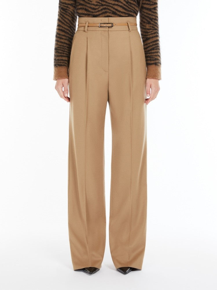 High-Waisted Wool Crêpe Trousers With Front Pleats