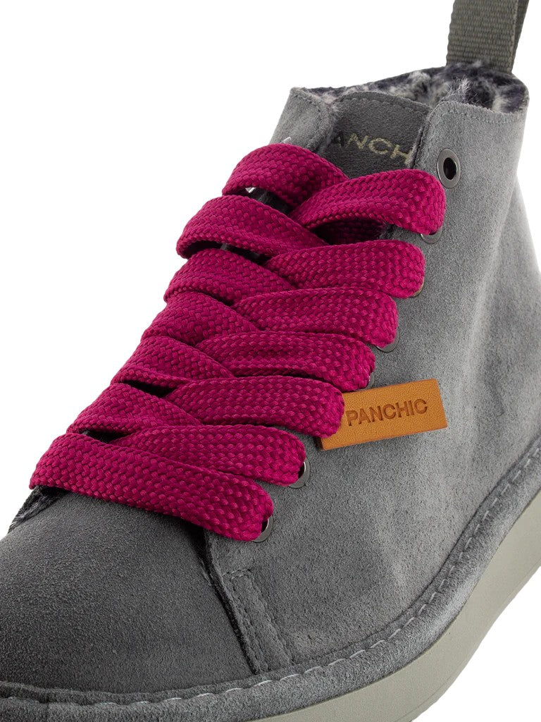 Grey Suede/Fuchsia Lace Sneakers