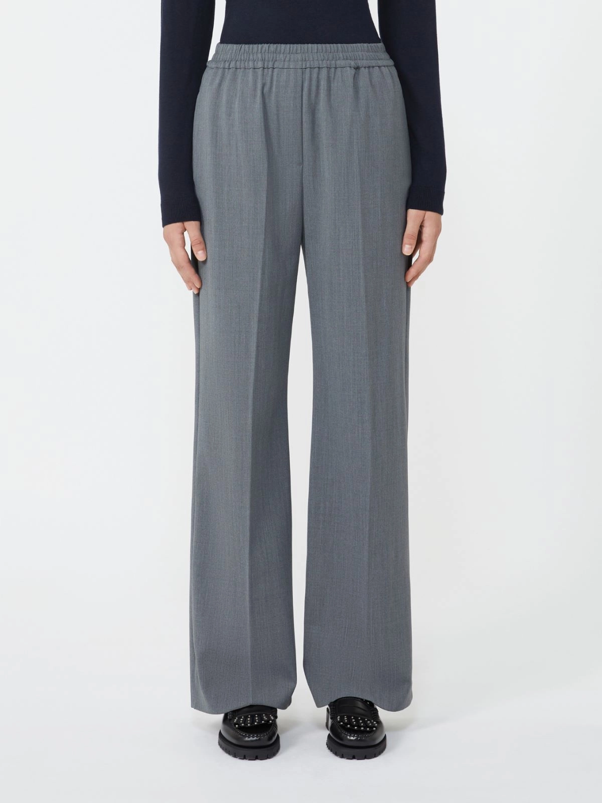 Wide-Leg Pants With Elastic Waistband And Design