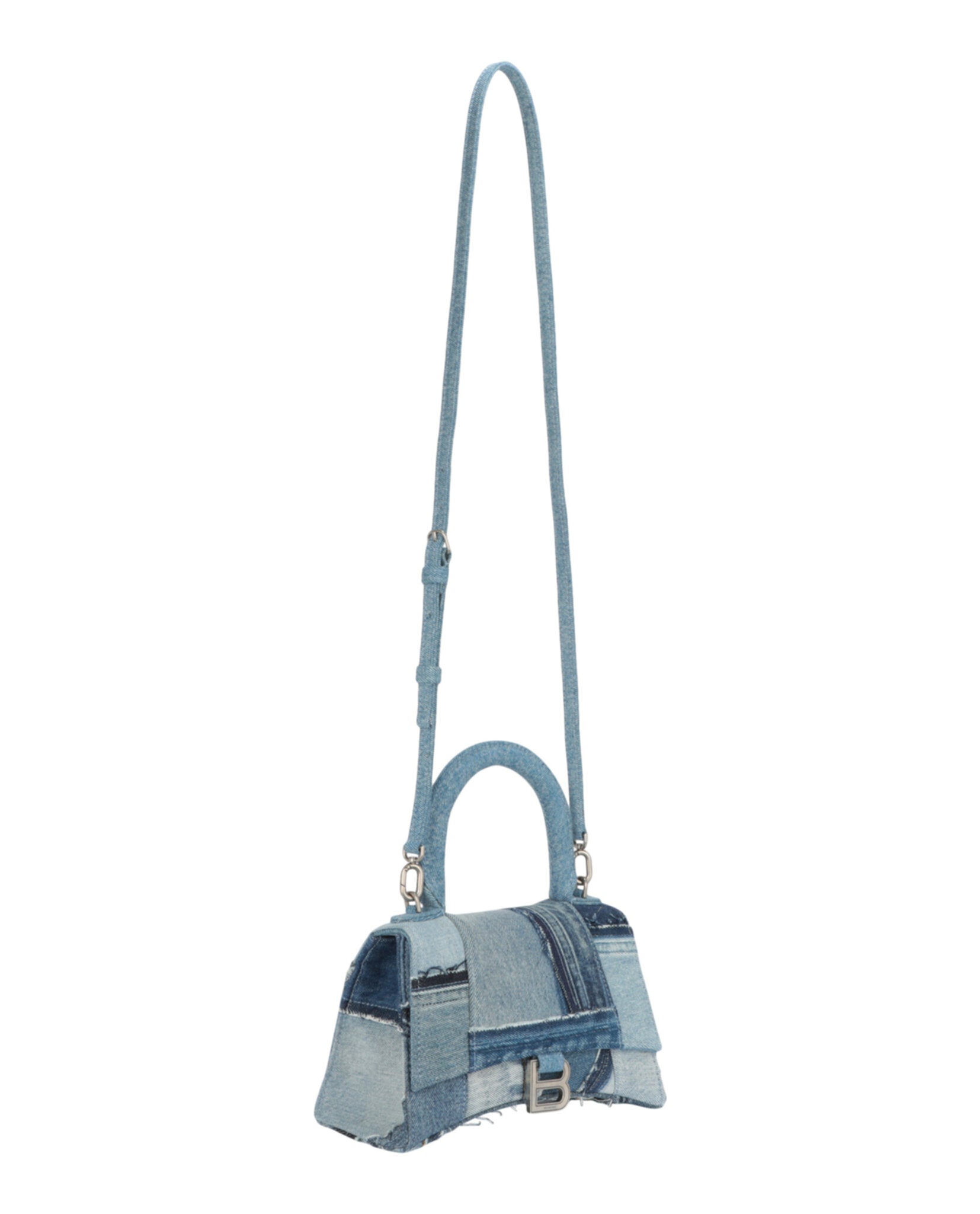 Hourglass Denim Patchwork Top Handle Bag