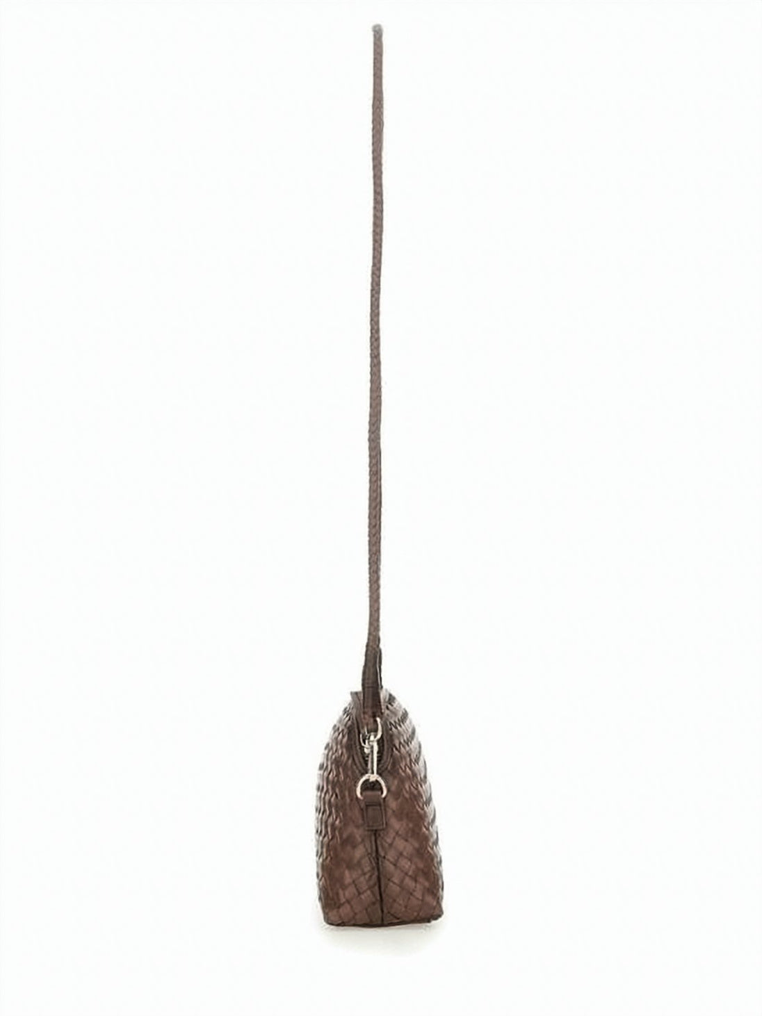 Compact Brown Woven Crossbody Bag