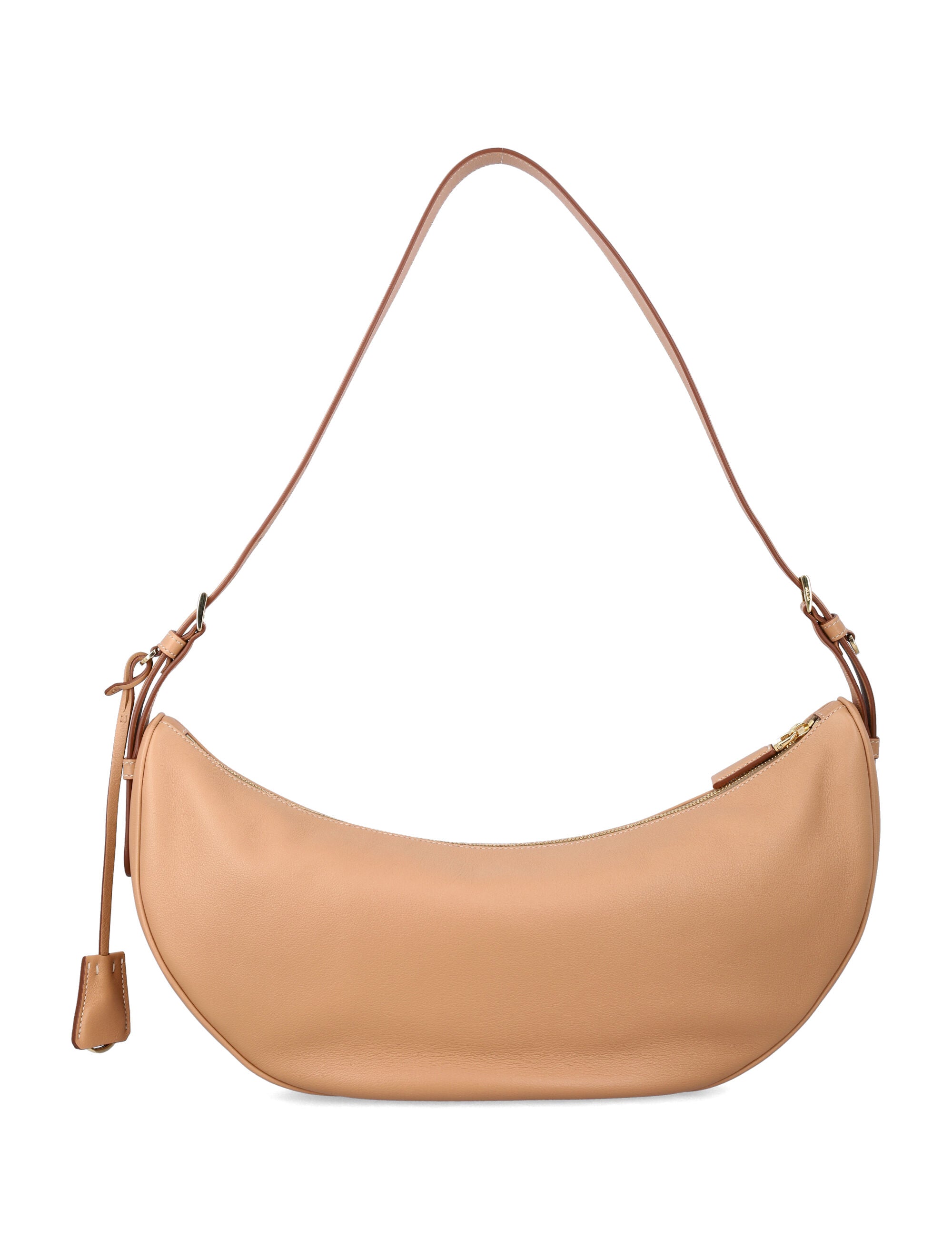 Large Calf Leather Hobo Bag with Adjustable Strap and Iconic Enamelled Logo