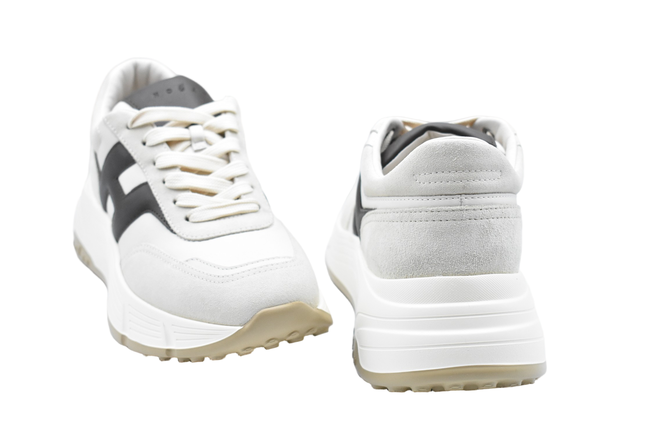 Suede And Leather Accented Low Sneakers