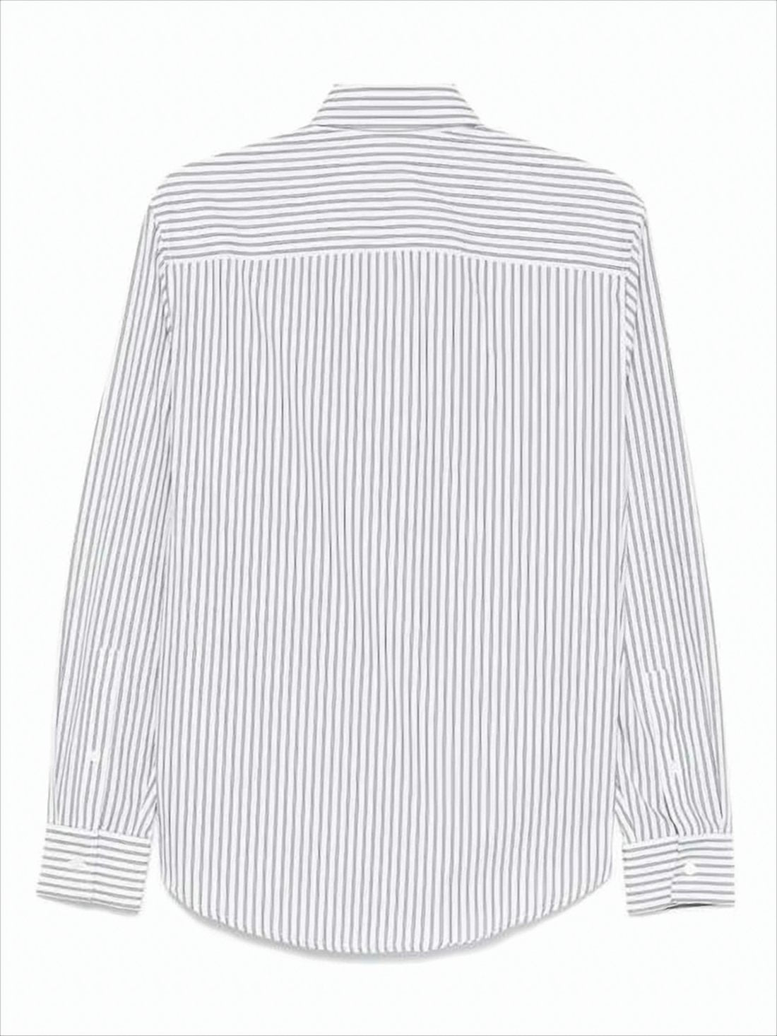 Long-Sleeve Button-Up Shirt with Vertical Stripes