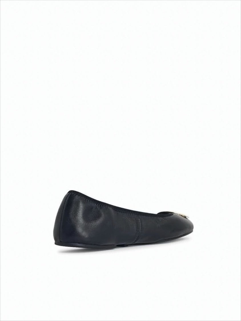 Nappa Leather Flat Shoes with Metallic Emblem