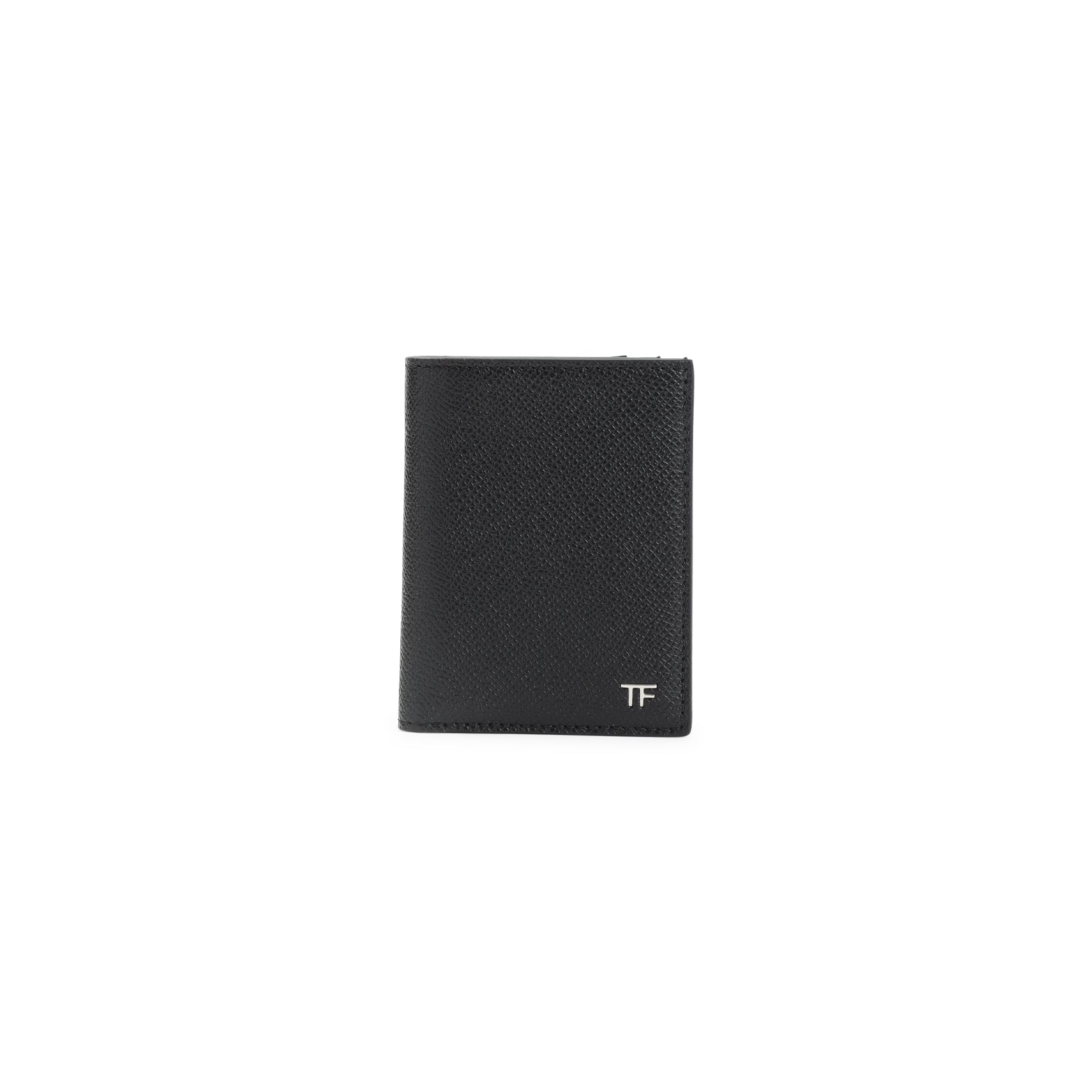 Vertical Black Grained Calf Leather Wallet