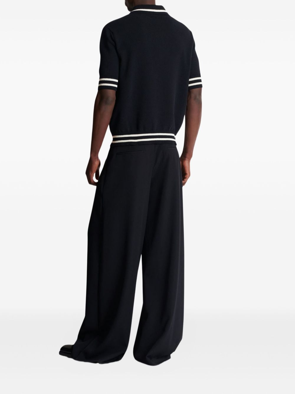 Ribbed Knit Polo Shirt
