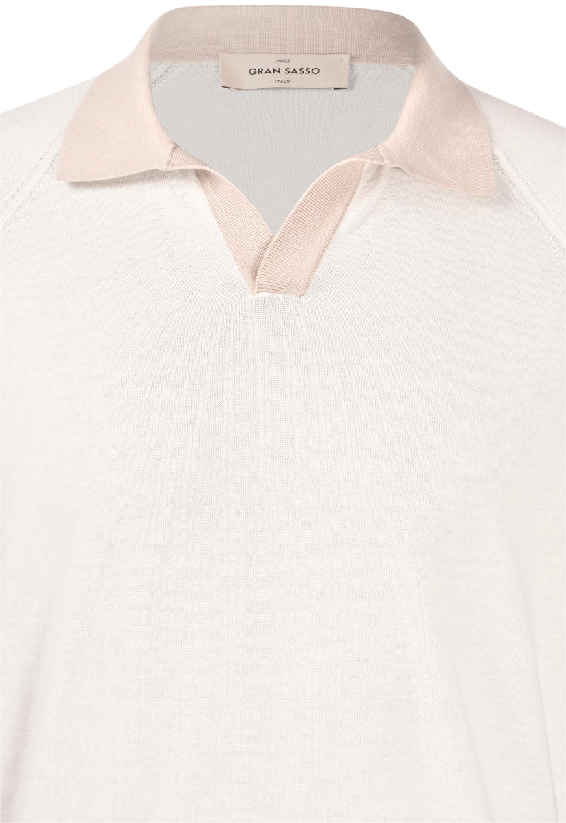 Beige V Neck Polo Shirt