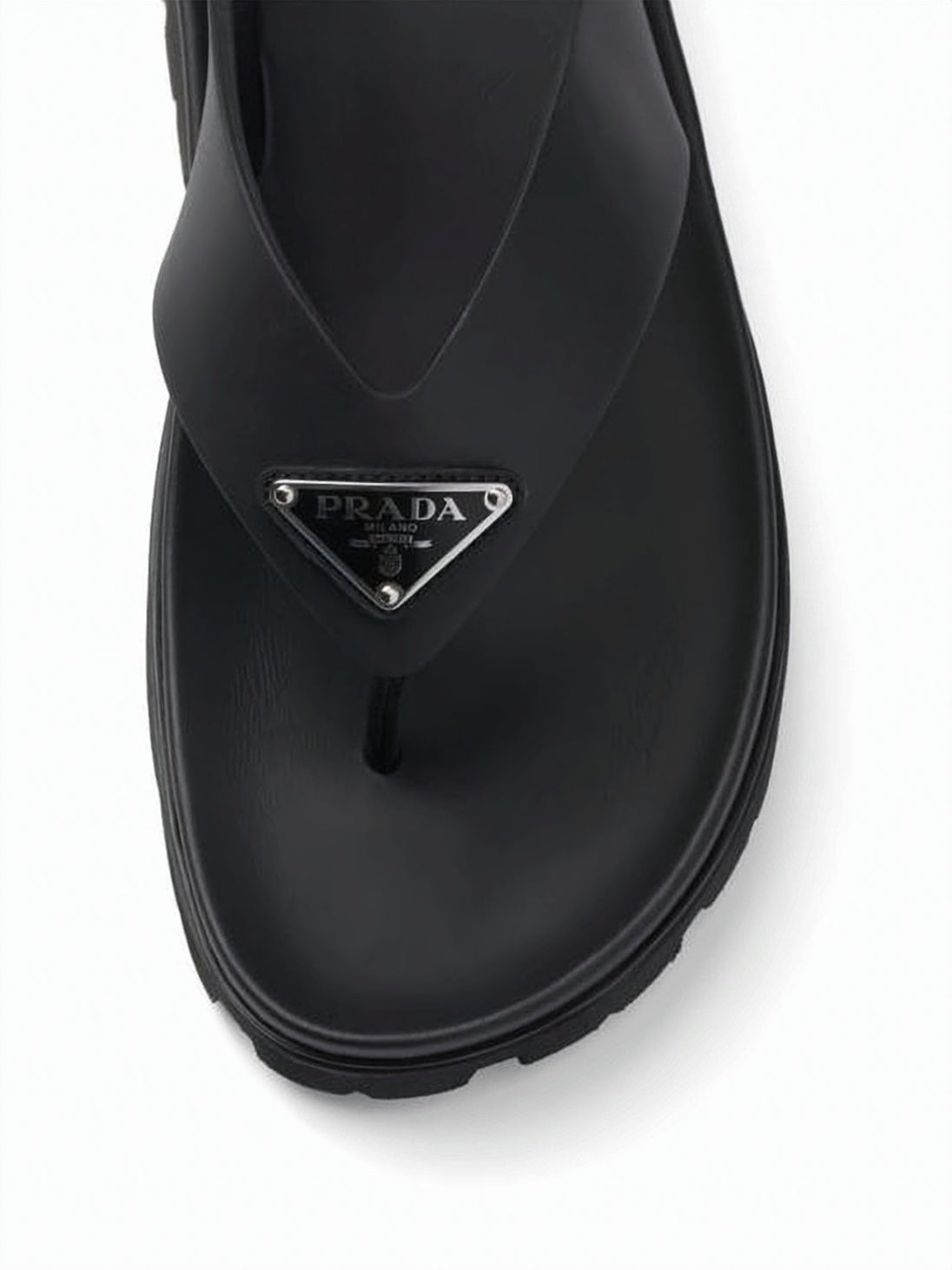 Contoured Black Eva Slip-On Sandals With Triangular Logo
