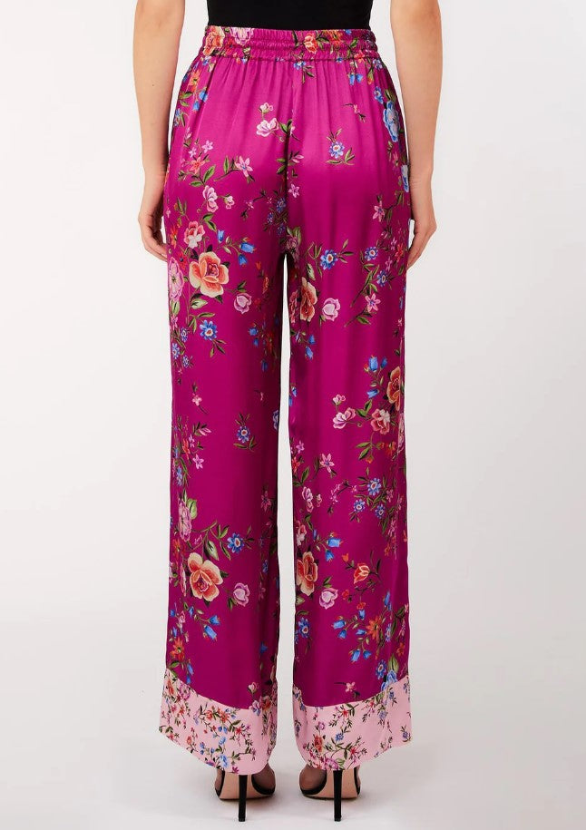 Viscose Satin Elastic Waist Palazzo Trousers