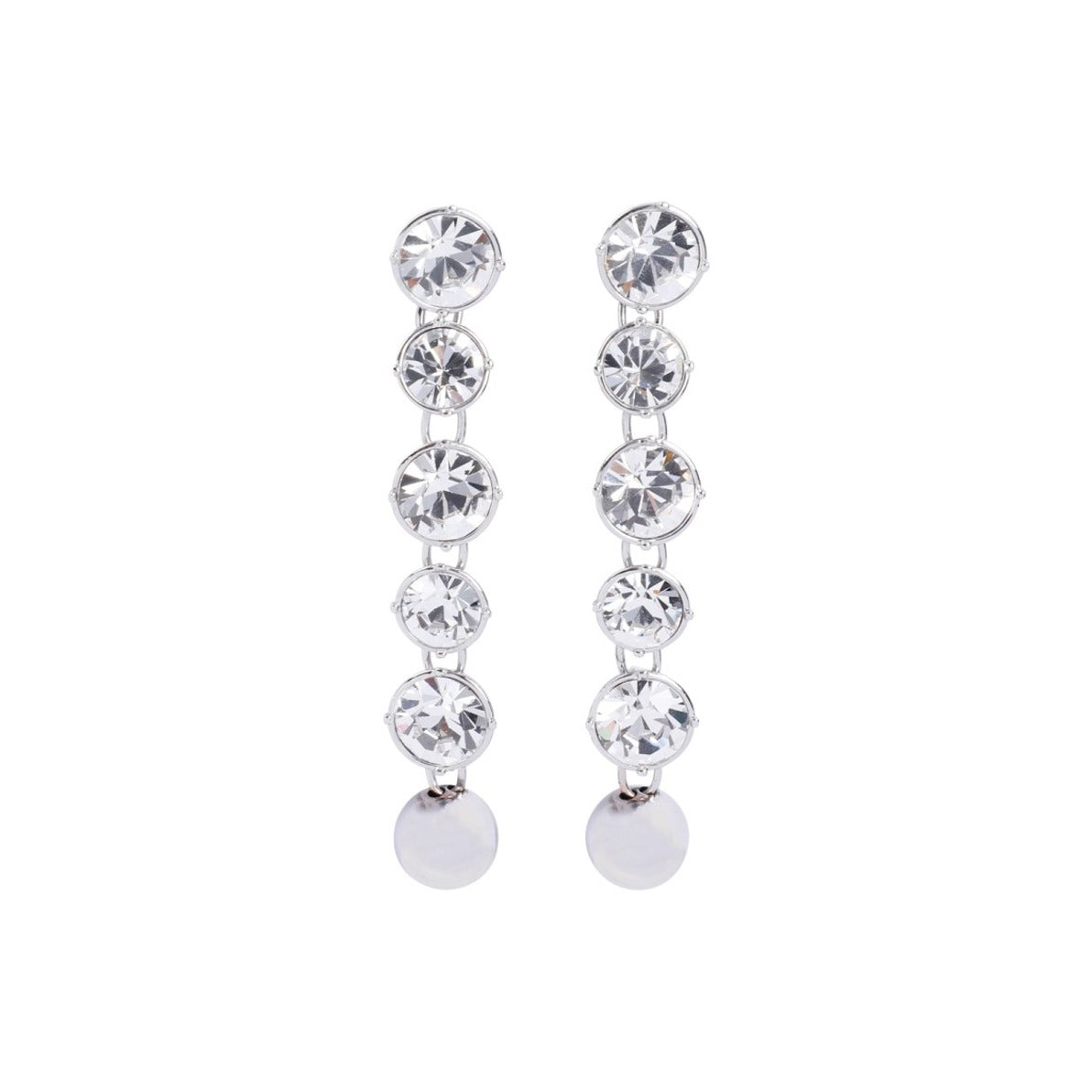 Long Diamond Silver Brass Earrings