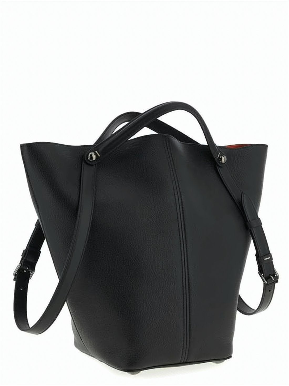 Structured Black Calf Leather Tote Bag