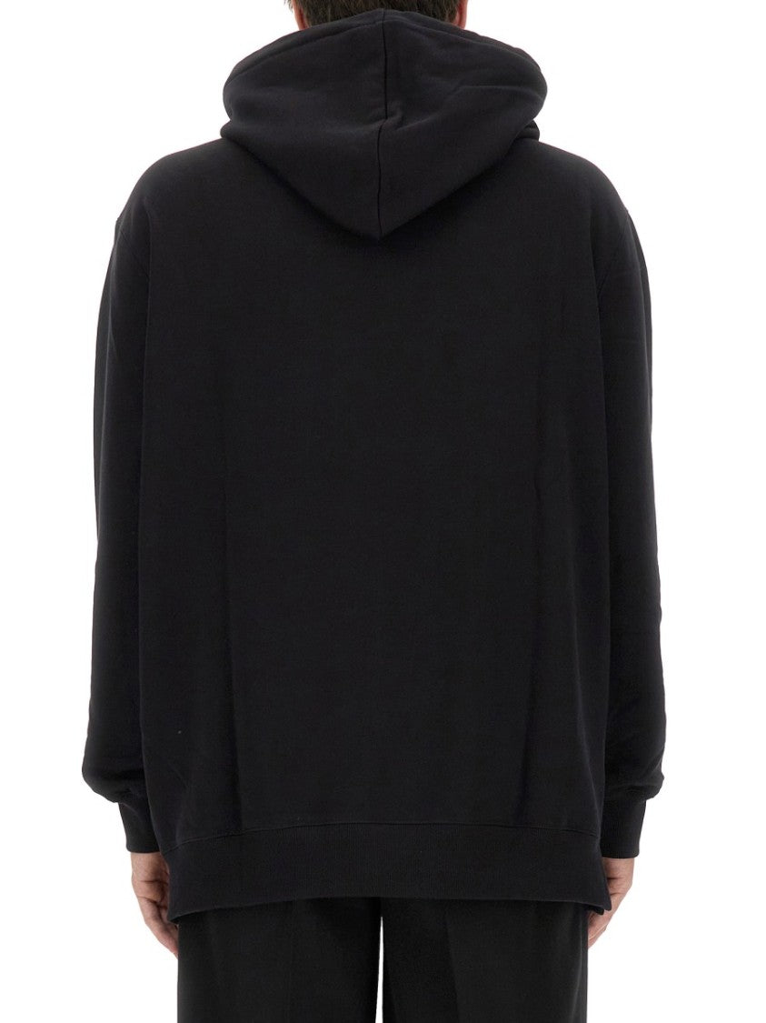 Black Cotton Sweatshirt With Iconic Logo Design