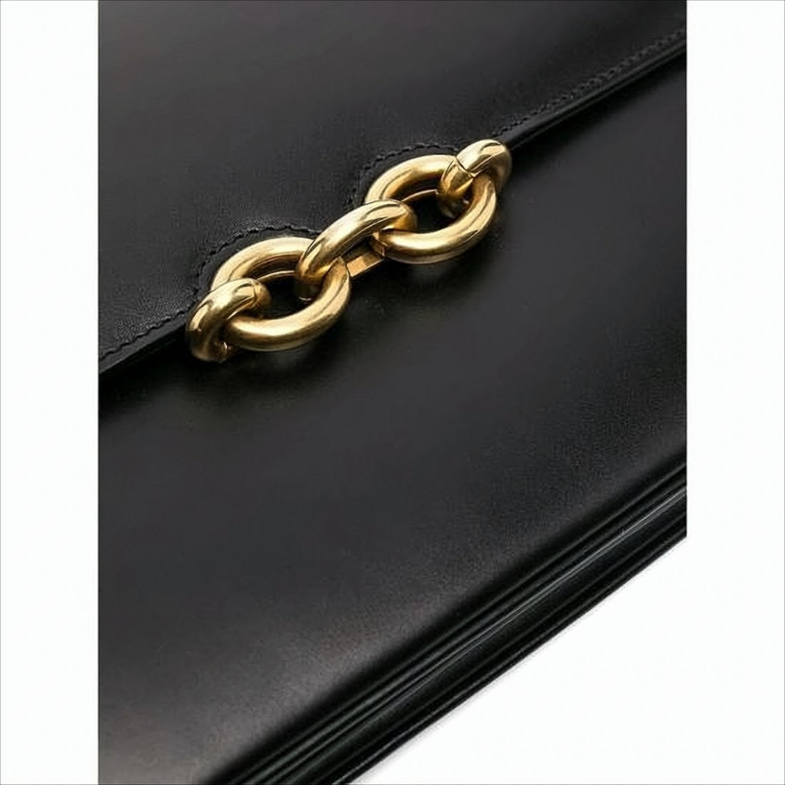 Structured Black Calf Leather Shoulder Bag