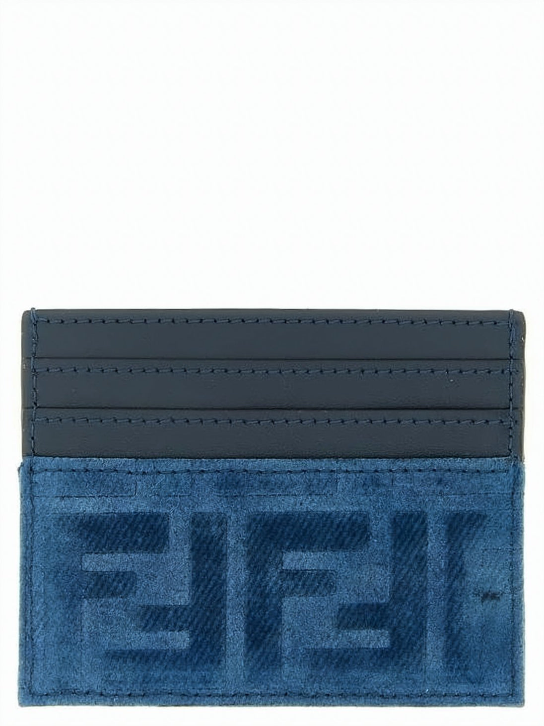 Blue Fabric Leather Patterned Cardholder