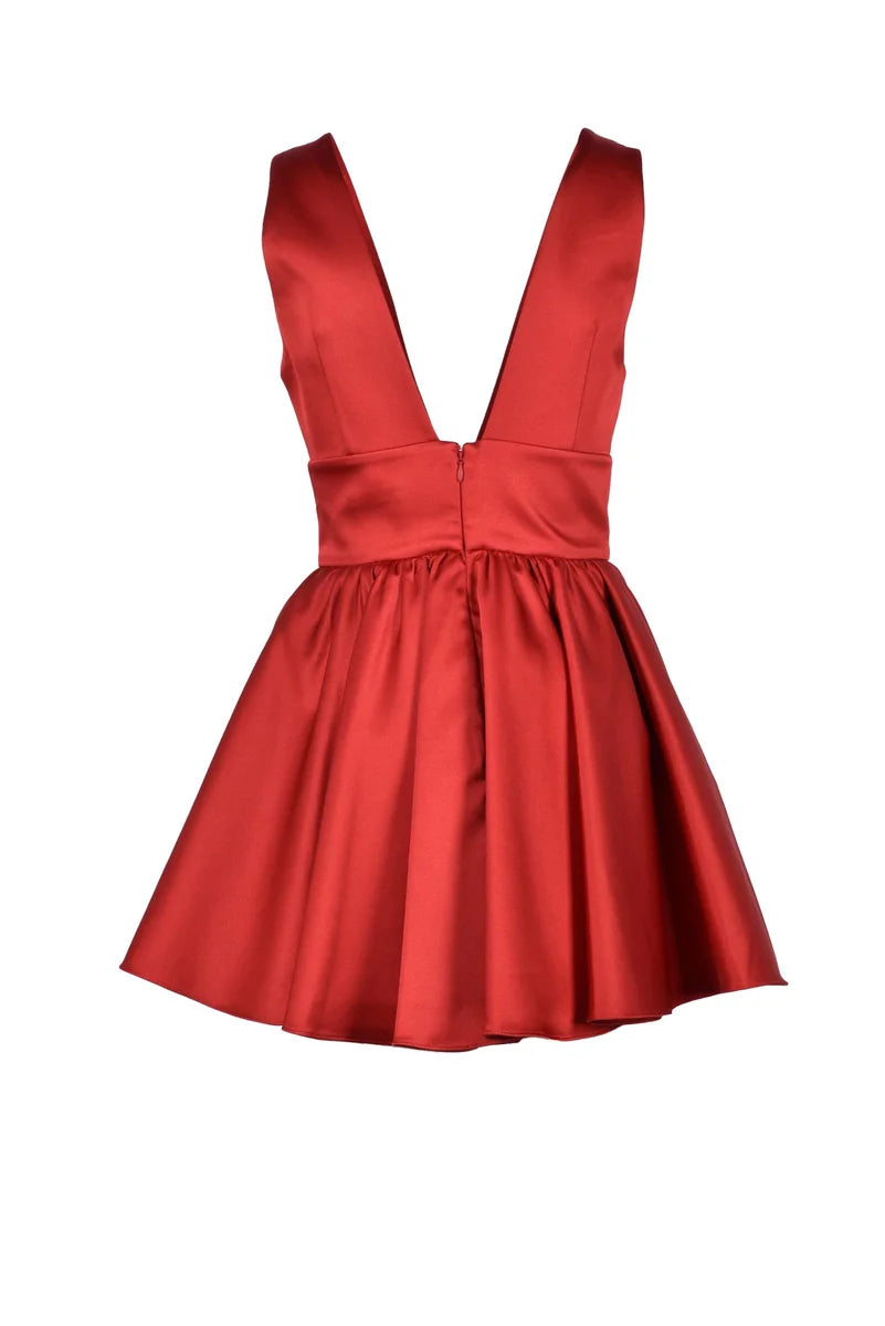 Short Satin Dress - Red