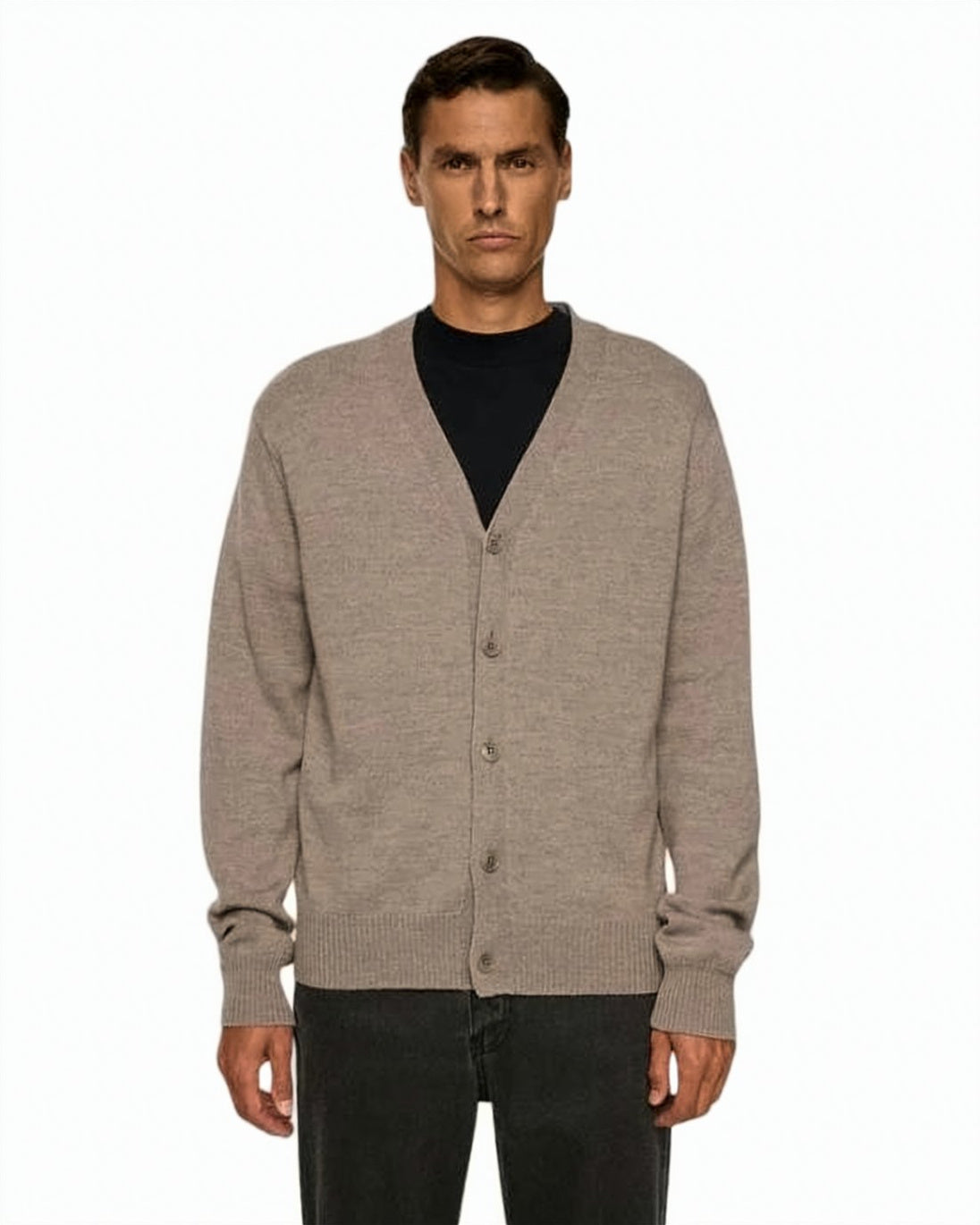 Classic Merino Wool Cardigan with V-Neck
