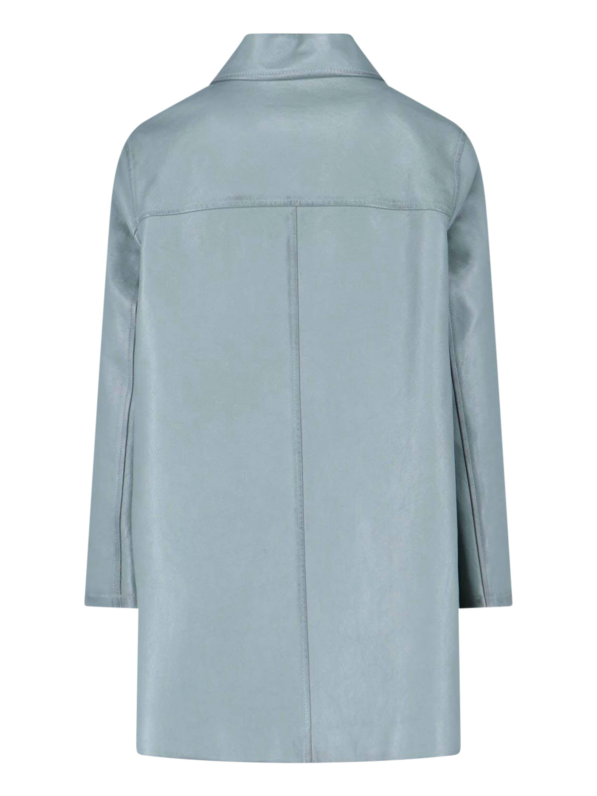 Blue Single-Breasted Lamb Leather Jacket