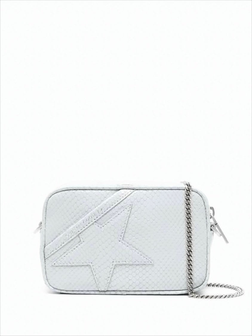 Textured Leather Shoulder Bag with Snakeskin Detail