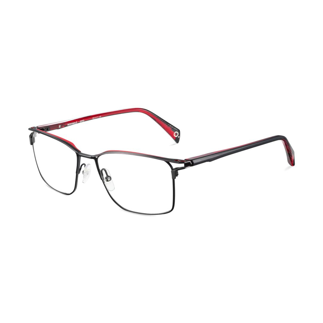 Montmelo Rectangular Frame Eyeglasses with Red Accent