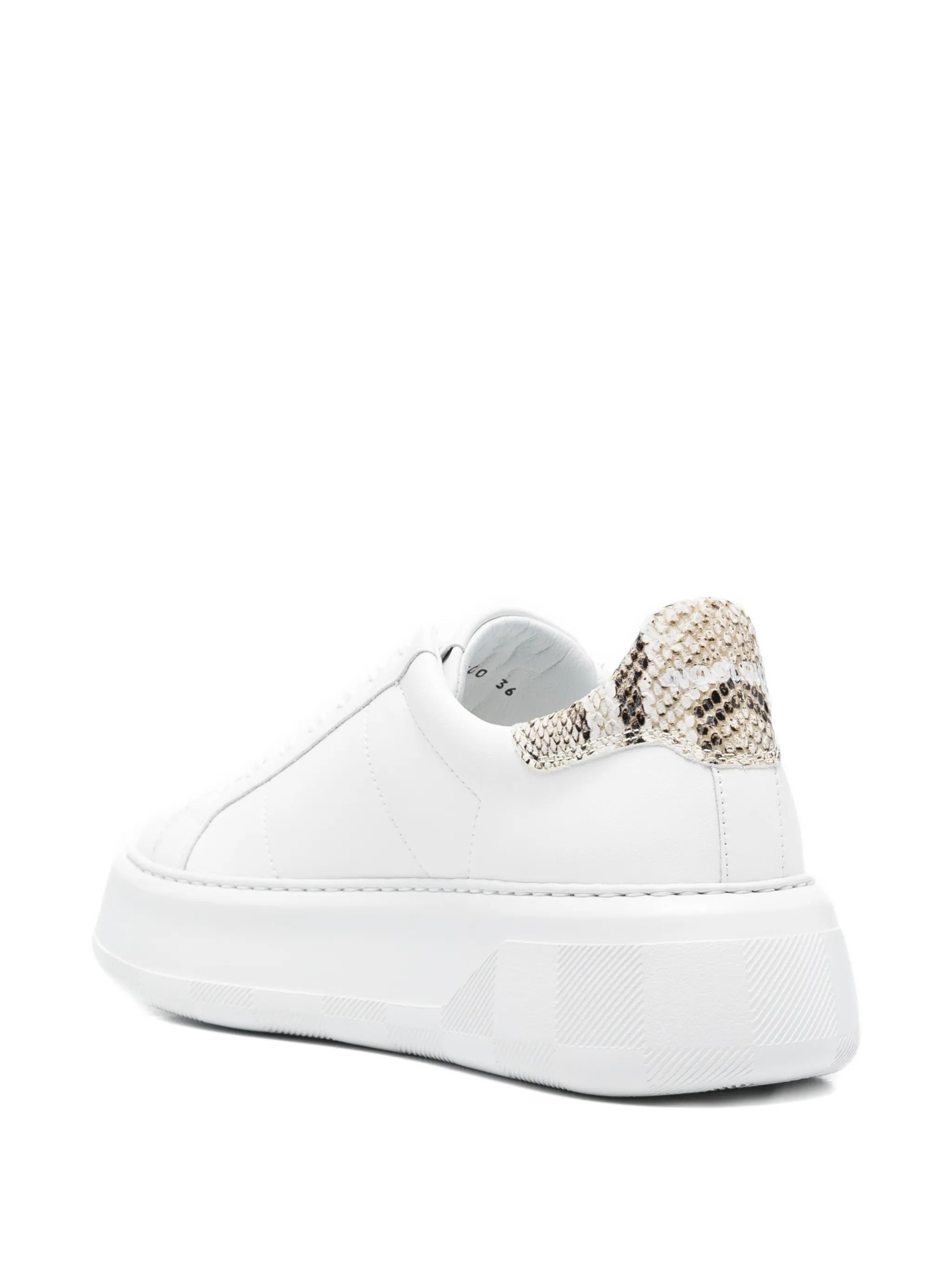 White Chunky Court Calf Pitone Sneakers