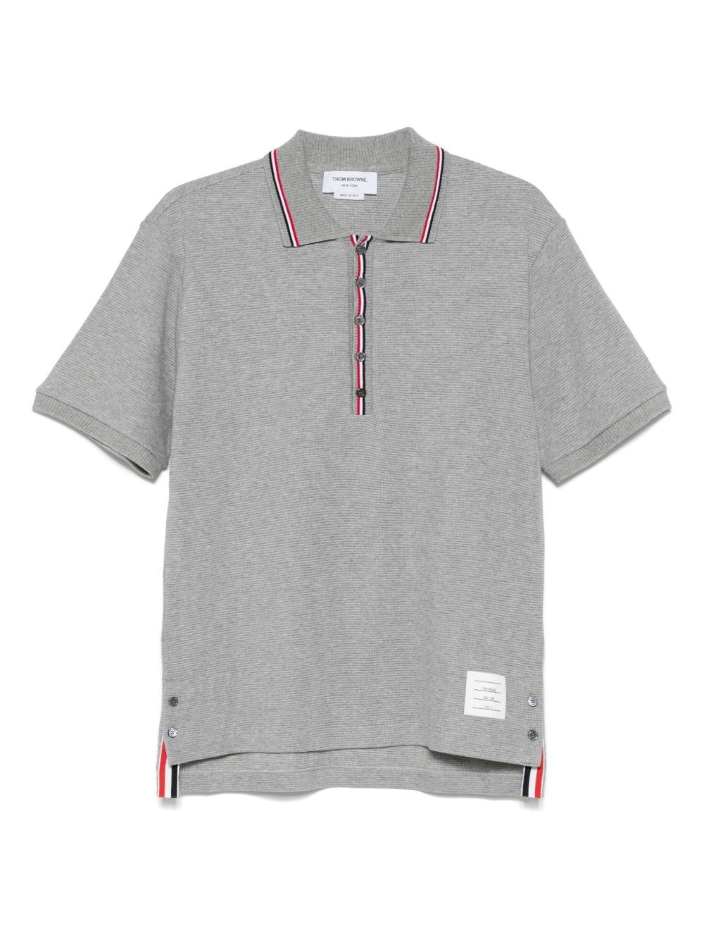 Grey Polo Shirt with Contrasting Striped Accents